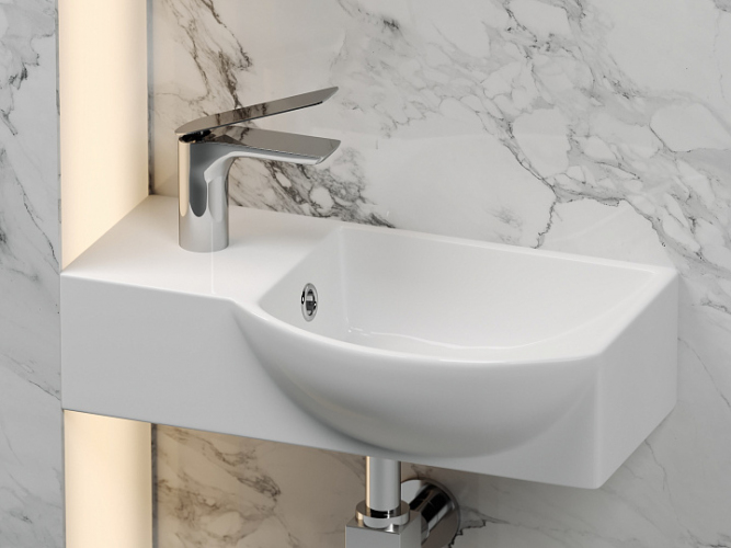 Умывальник CERAMICANOVA Element подвесной прямоугольный с крепежом (чаша справа, отверстие под смеситель слева) CN6039R