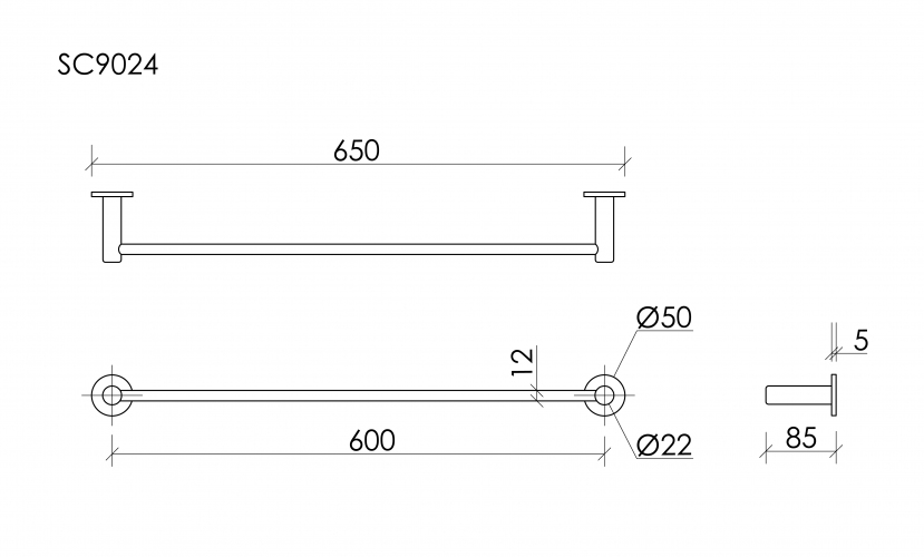 Полотенцедержатель SANCOS Base, брашированное золото, PVD покрытие, SC9025GG