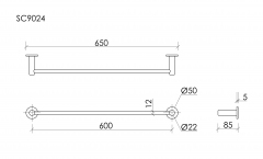Полотенцедержатель SANCOS Base, брашированное золото, PVD покрытие, SC9025GG