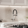 Смеситель для кухни Sancos Garda с гибким изливом, цвет брашированный никель/черный, SC4009BN