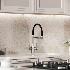 Смеситель для кухни Sancos Garda с гибким изливом, цвет брашированный никель/черный, SC4009BN