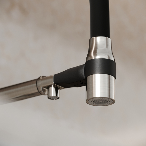 Смеситель для кухни Sancos Garda с гибким изливом, цвет брашированный никель/черный, SC4009BN