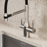 Смеситель для кухни Sancos Garda с гибким изливом, цвет брашированный никель/черный, SC4009BN
