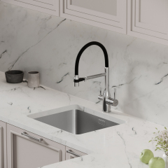 Смеситель для кухни Sancos Garda с гибким изливом, цвет хром/черный, SC4009CH