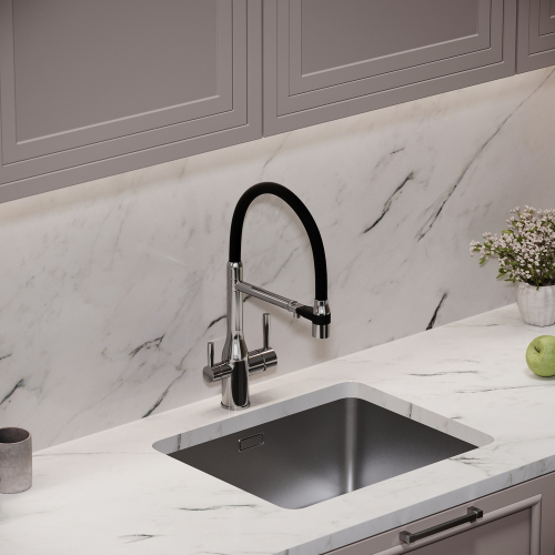 Смеситель для кухни Sancos Garda с гибким изливом, цвет хром/черный, SC4009CH