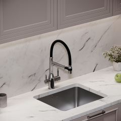 Смеситель для кухни Sancos Garda с гибким изливом, цвет хром/черный, SC4009CH