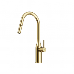 Смеситель для кухни Sancos Grand с вытяжным изливом, цвет брашированное золото, SC4002BG
