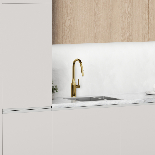 Смеситель для кухни Sancos Grand с вытяжным изливом, цвет брашированное золото, SC4002BG