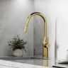 Смеситель для кухни Sancos Grand с вытяжным изливом, цвет брашированное золото, SC4002BG