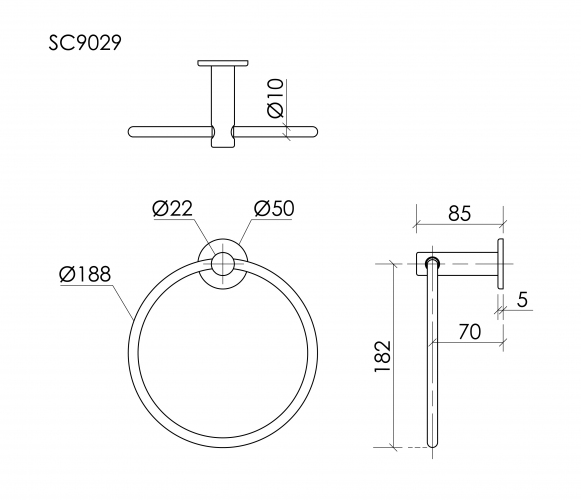 Полотенцедержатель SANCOS Base, кольцо, хром, SC9029CH