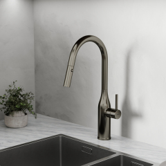 Смеситель для кухни Sancos Grand с вытяжным изливом, цвет вороненая сталь, SC4002GG