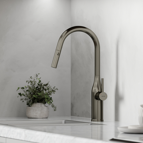 Смеситель для кухни Sancos Grand с вытяжным изливом, цвет вороненая сталь, SC4002GG