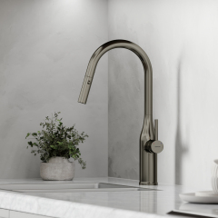 Смеситель для кухни Sancos Grand с вытяжным изливом, цвет вороненая сталь, SC4002GG