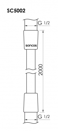 Душевой шланг SANCOS 200 см, с защитой от перекручивания, цвет матовый черный, SC5002MB