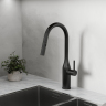 Смеситель для кухни Sancos Grand с вытяжным изливом, цвет матовый черный, SC4002MB