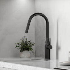 Смеситель для кухни Sancos Grand с вытяжным изливом, цвет матовый черный, SC4002MB