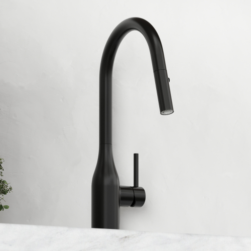 Смеситель для кухни Sancos Grand с вытяжным изливом, цвет матовый черный, SC4002MB