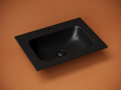 Раковина накладная CERAMICANOVA Grace прямоугольная, с отверстием под смеситель, цвет черный матовый, CN7011MB