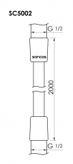 Душевой шланг SANCOS 200 см, с защитой от перекручивания, цвет хром, SC5002CH