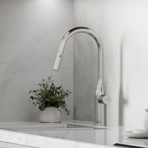 Смеситель для кухни Sancos Grand с вытяжным изливом, цвет нержавеющая сталь, SC4002BNG