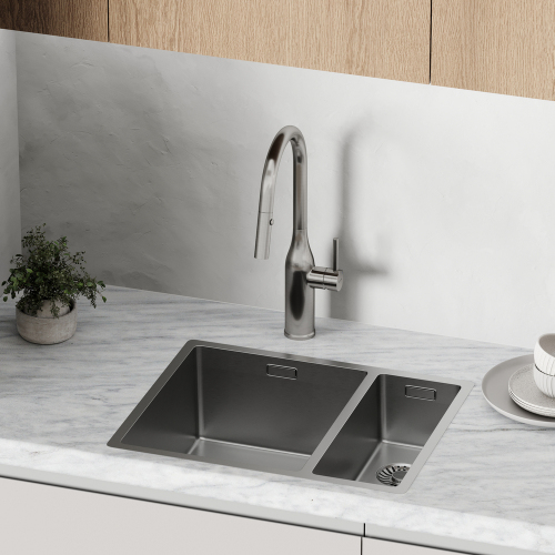 Смеситель для кухни Sancos Grand с вытяжным изливом, цвет нержавеющая сталь, SC4002BNG