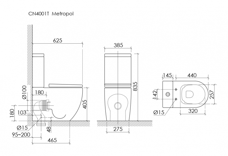 Унитаз CERAMICANOVA Metropol напольный пристенный смыв Торнадо белый