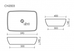 Умывальник чаша CERAMICANOVA FORM накладная прямоугольная CN2003