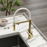 Смеситель для кухни Sancos Imola с гибким изливом, цвет брашированное золото/белый, SC4010BG