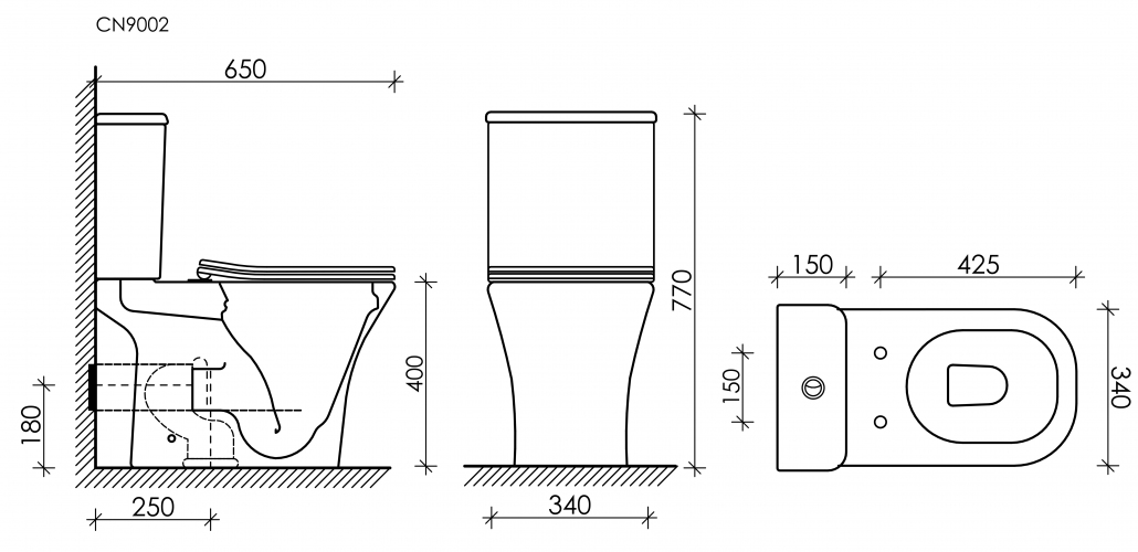 Унитаз CERAMICANOVA Alfa Rimless напольный с бачком CN9002