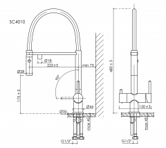 Смеситель для кухни Sancos Imola с гибким изливом, цвет матовый черный/черный, SC4010MB