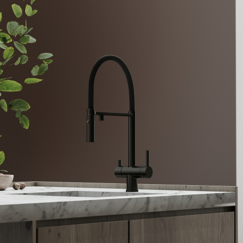 Смеситель для кухни Sancos Imola с гибким изливом, цвет матовый черный/черный, SC4010MB