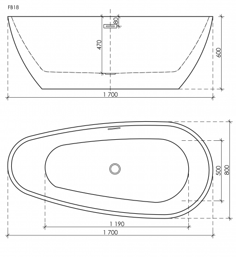 Ванна SANCOS Avocado акриловая отдельностоящая, белый 1700x800x600мм, FB18