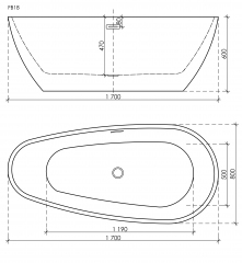 Ванна SANCOS Avocado акриловая отдельностоящая, белый 1700x800x600мм, FB18