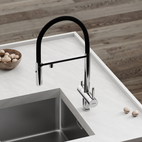 Смеситель для кухни Sancos Imola с гибким изливом, цвет хром/черный, SC4010CH