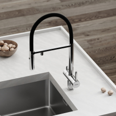 Смеситель для кухни Sancos Imola с гибким изливом, цвет хром/черный, SC4010CH