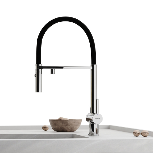 Смеситель для кухни Sancos Imola с гибким изливом, цвет хром/черный, SC4010CH