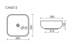 Умывальник CERAMICANOVA Element чаша накладная квадратная CN6012