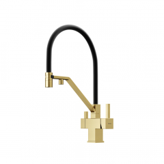 Смеситель для кухни Sancos Loro с гибким изливом, цвет брашированное золото/черный, SC4007BG