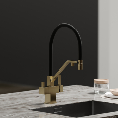 Смеситель для кухни Sancos Loro с гибким изливом, цвет брашированное золото/черный, SC4007BG