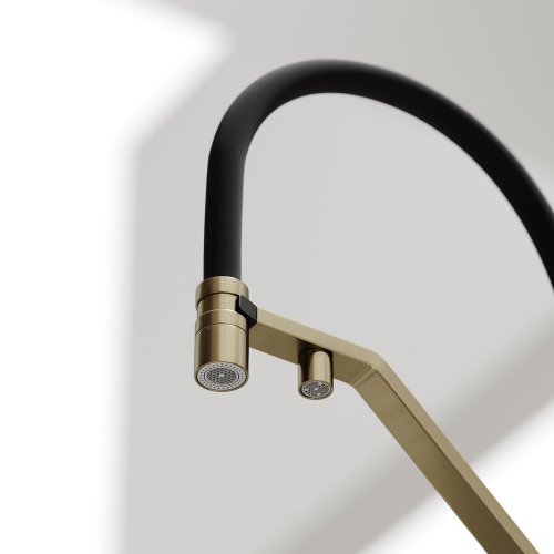 Смеситель для кухни Sancos Loro с гибким изливом, цвет брашированное золото/черный, SC4007BG