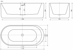 Ванна SANCOS Fiori акриловая отдельностоящая, белый 1700x800x580мм, FB04