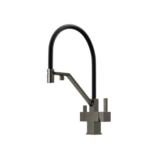 Смеситель для кухни Sancos Loro с гибким изливом, цвет вороненая сталь/черный, SC4007GG