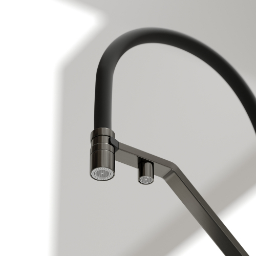 Смеситель для кухни Sancos Loro с гибким изливом, цвет вороненая сталь/черный, SC4007GG