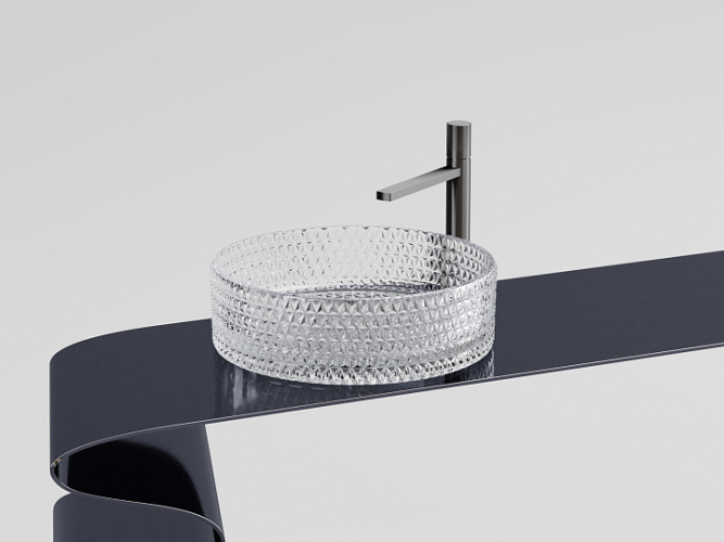 Умывальник CERAMICANOVA Cristal чаша накладная круглая (прозрачная) CN6062