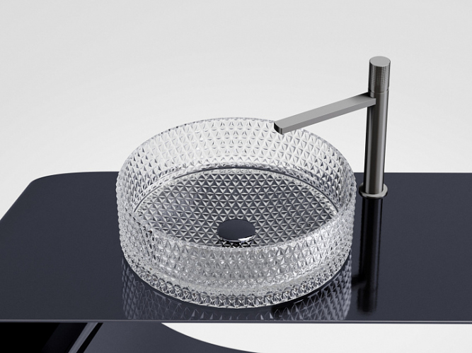 Умывальник CERAMICANOVA Cristal чаша накладная круглая (прозрачная) CN6062