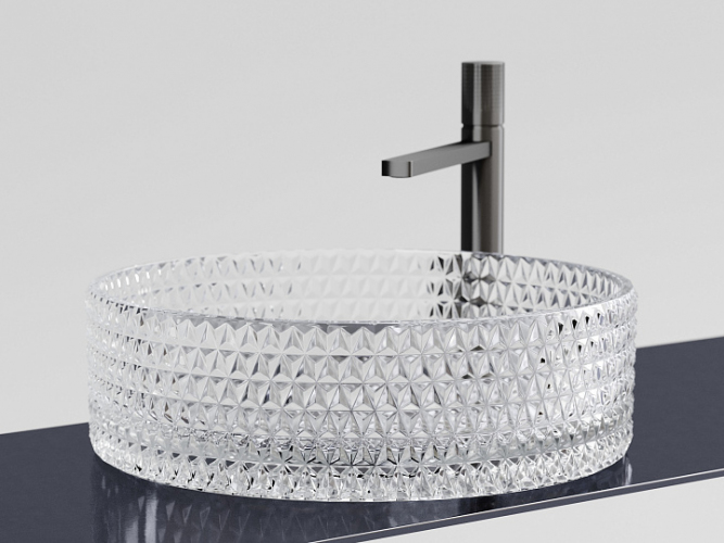 Умывальник CERAMICANOVA Cristal чаша накладная круглая (прозрачная) CN6062