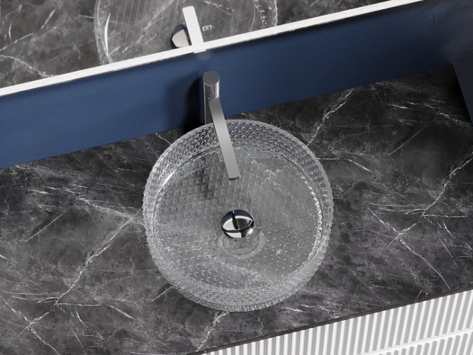 Умывальник CERAMICANOVA Cristal чаша накладная круглая (прозрачная) CN6062
