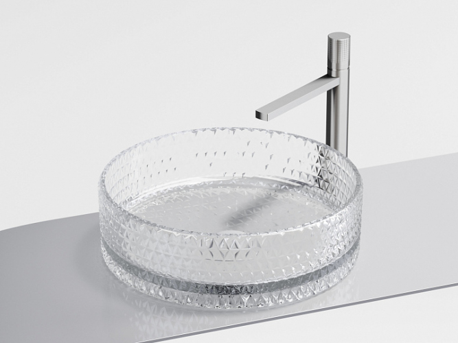 Умывальник CERAMICANOVA Cristal чаша накладная круглая (прозрачная) CN6062