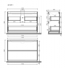 Тумба напольная под раковину SANCOS Libra Floor, дуб чарльстон 1190х450х840 мм, LB120F-1ECH