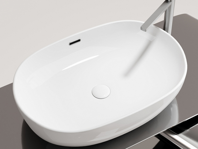 Умывальник CERAMICANOVA Element чаша накладная овальная со сливом переливом CN6064